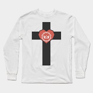 Crown of thorns inside the heart on the cross Long Sleeve T-Shirt